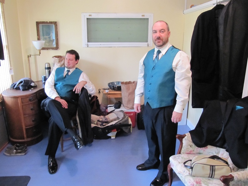 Relaxing in the dressing room before the ceremony
